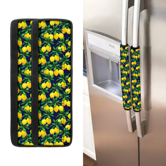 Tropical Lemon Pattern Print Refrigerator Handle Covers