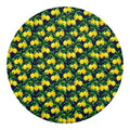 Tropical Lemon Pattern Print Round Blanket