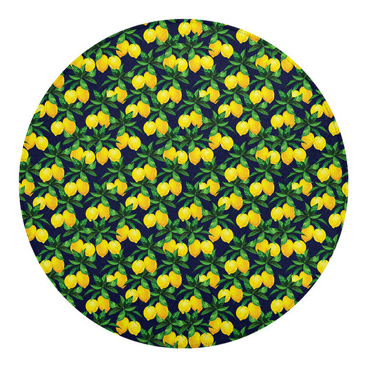 Tropical Lemon Pattern Print Round Blanket