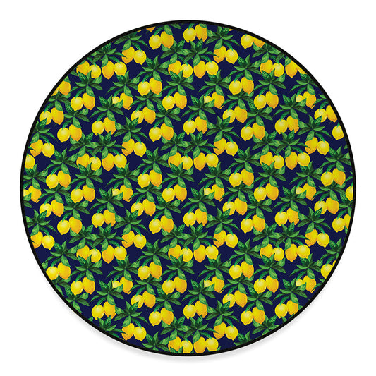 Tropical Lemon Pattern Print Round Floor Mat