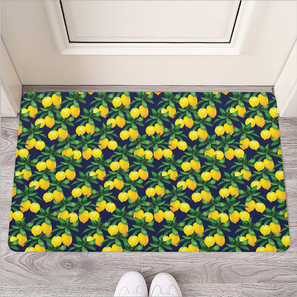 Tropical Lemon Pattern Print Rubber Doormat
