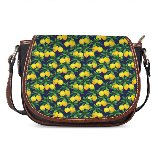 Tropical Lemon Pattern Print Saddle Bag