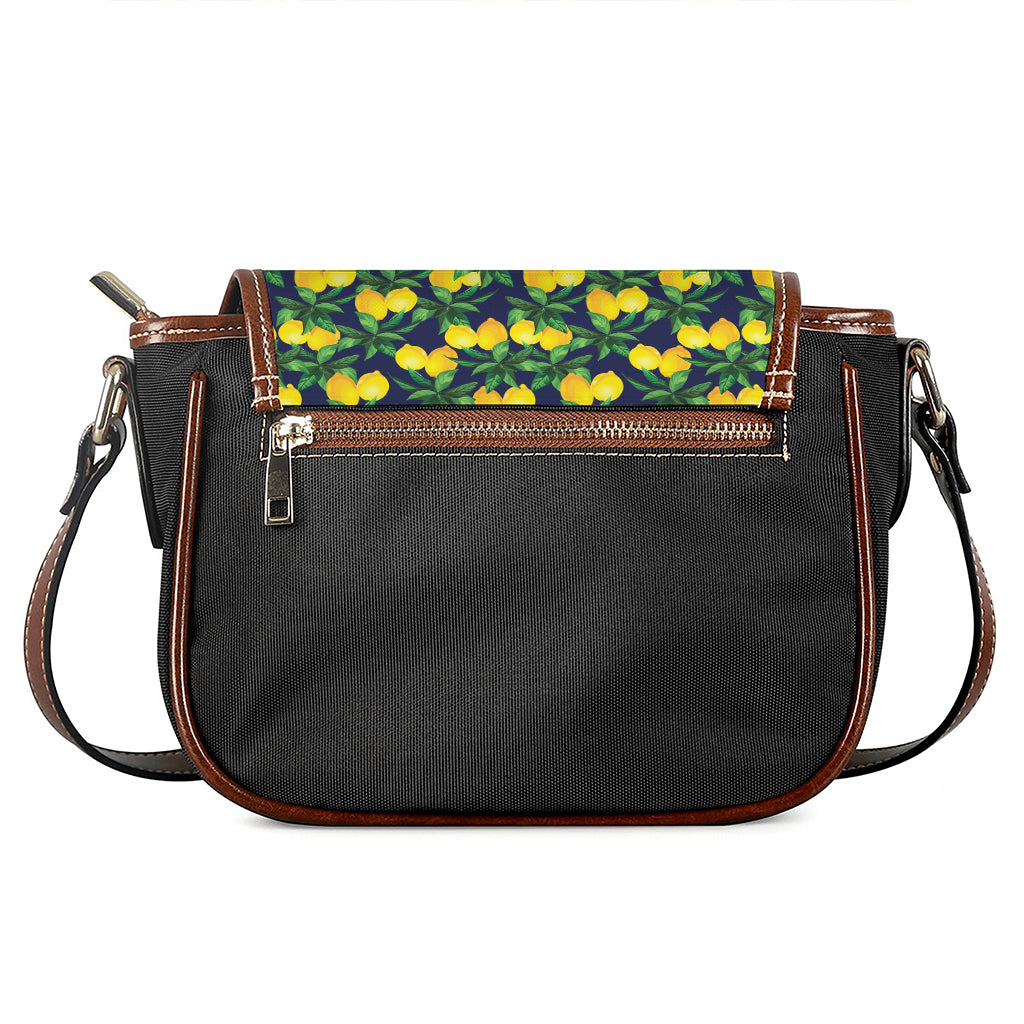 Tropical Lemon Pattern Print Saddle Bag