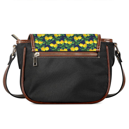 Tropical Lemon Pattern Print Saddle Bag