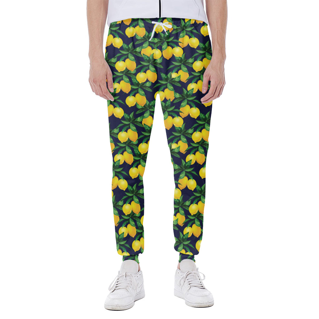 Tropical Lemon Pattern Print Scuba Joggers