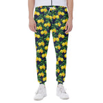 Tropical Lemon Pattern Print Scuba Joggers