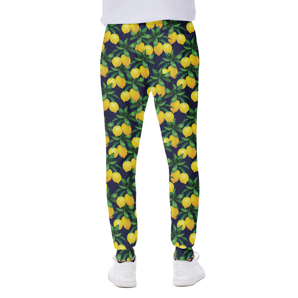 Tropical Lemon Pattern Print Scuba Joggers