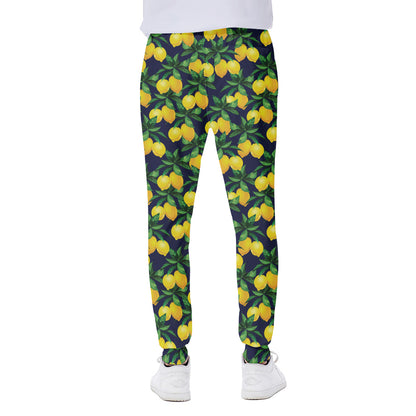 Tropical Lemon Pattern Print Scuba Joggers