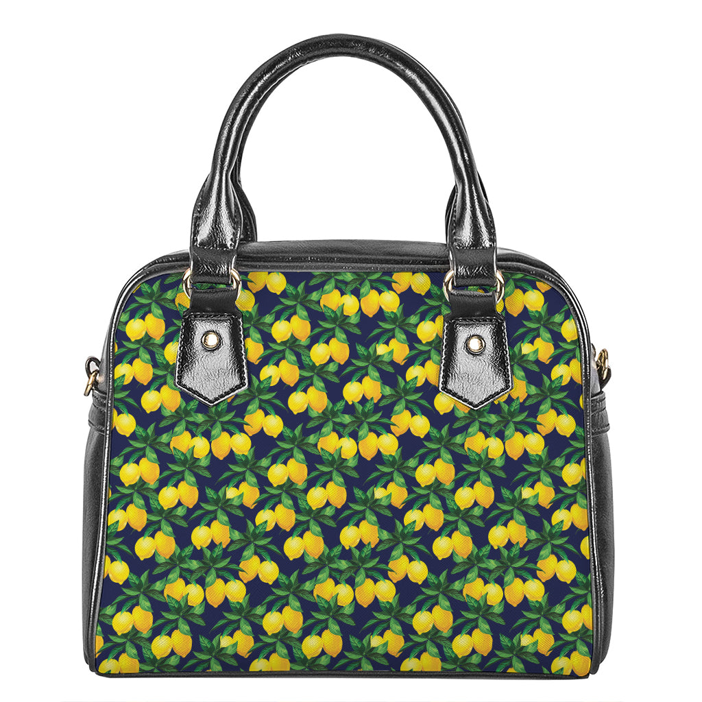 Tropical Lemon Pattern Print Shoulder Handbag