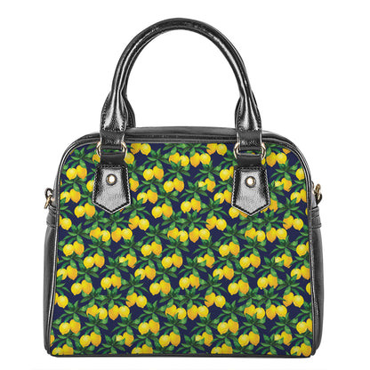 Tropical Lemon Pattern Print Shoulder Handbag
