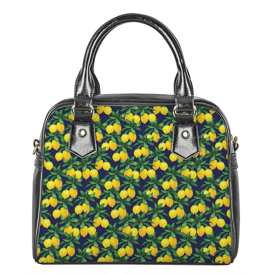 Tropical Lemon Pattern Print Shoulder Handbag