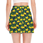 Tropical Lemon Pattern Print Side Slit Mini Skirt