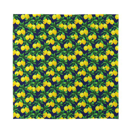 Tropical Lemon Pattern Print Silk Bandana
