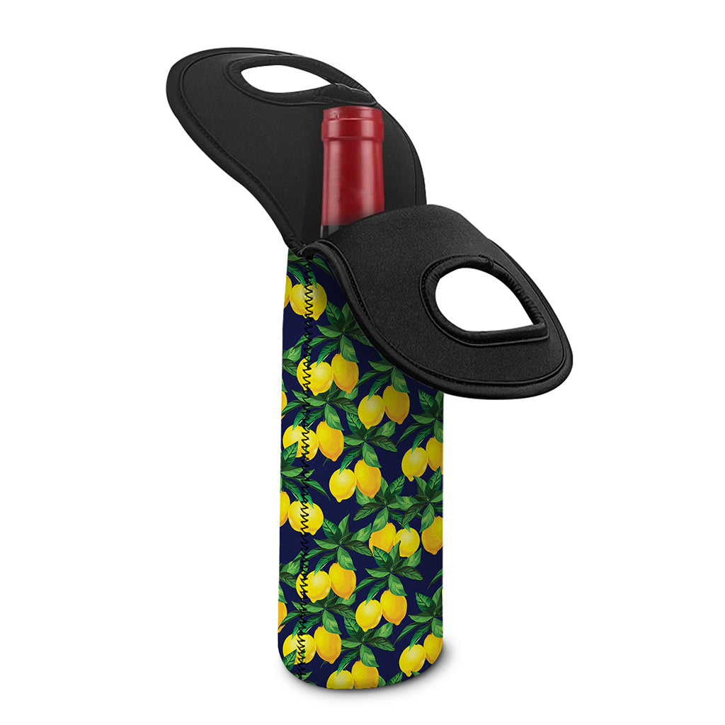 Tropical Lemon Pattern Print Single Neoprene Wine Tote