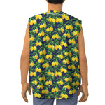 Tropical Lemon Pattern Print Sleeveless Baseball Jersey