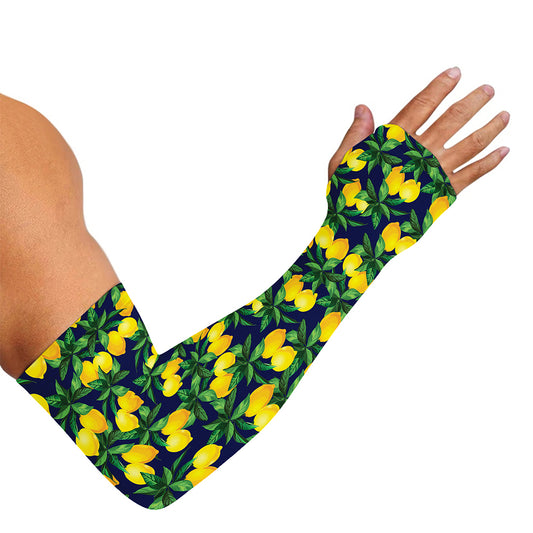 Tropical Lemon Pattern Print Sun Protection Arm Sleeves