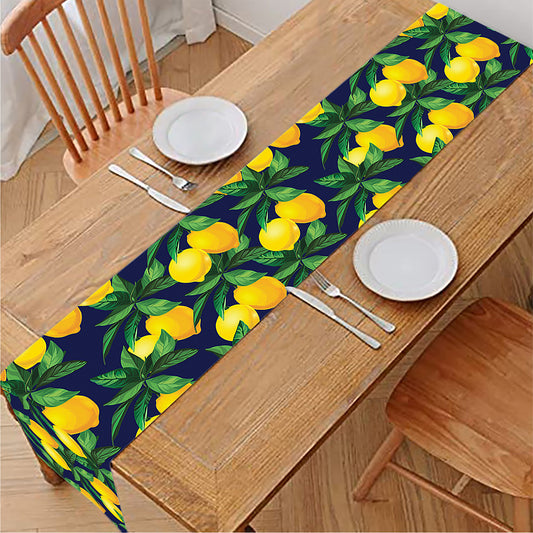 Tropical Lemon Pattern Print Table Runner