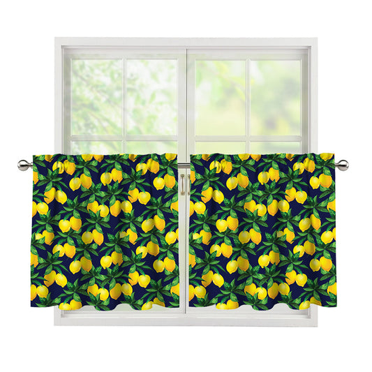 Tropical Lemon Pattern Print Tier Curtains