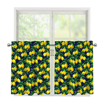 Tropical Lemon Pattern Print Tier Curtains