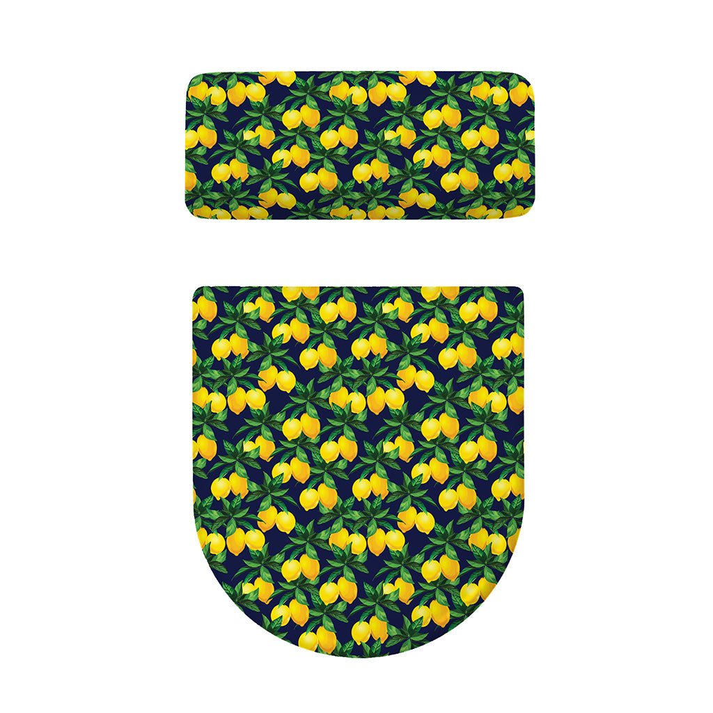Tropical Lemon Pattern Print Toilet Lid And Tank Cover Set