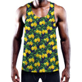 Tropical Lemon Pattern Print Men's Workout Tank Top