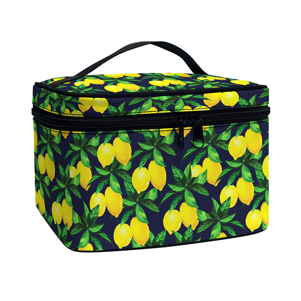 Tropical Lemon Pattern Print Travel Makeup Bag