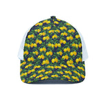 Tropical Lemon Pattern Print White Mesh Trucker Cap