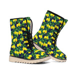 Tropical Lemon Pattern Print Winter Boots