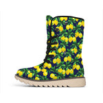 Tropical Lemon Pattern Print Winter Boots