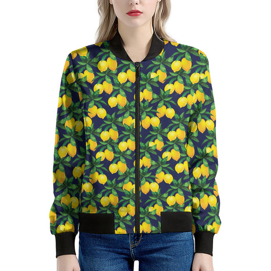 Tropical Lemon Pattern Print Women's Bomber Jacket