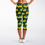 Tropical Lemon Pattern Print Women's Capri Leggings