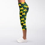 Tropical Lemon Pattern Print Women's Capri Leggings