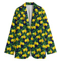 Tropical Lemon Pattern Print Women's Cotton Blazer
