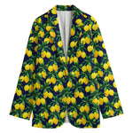 Tropical Lemon Pattern Print Women's Cotton Blazer