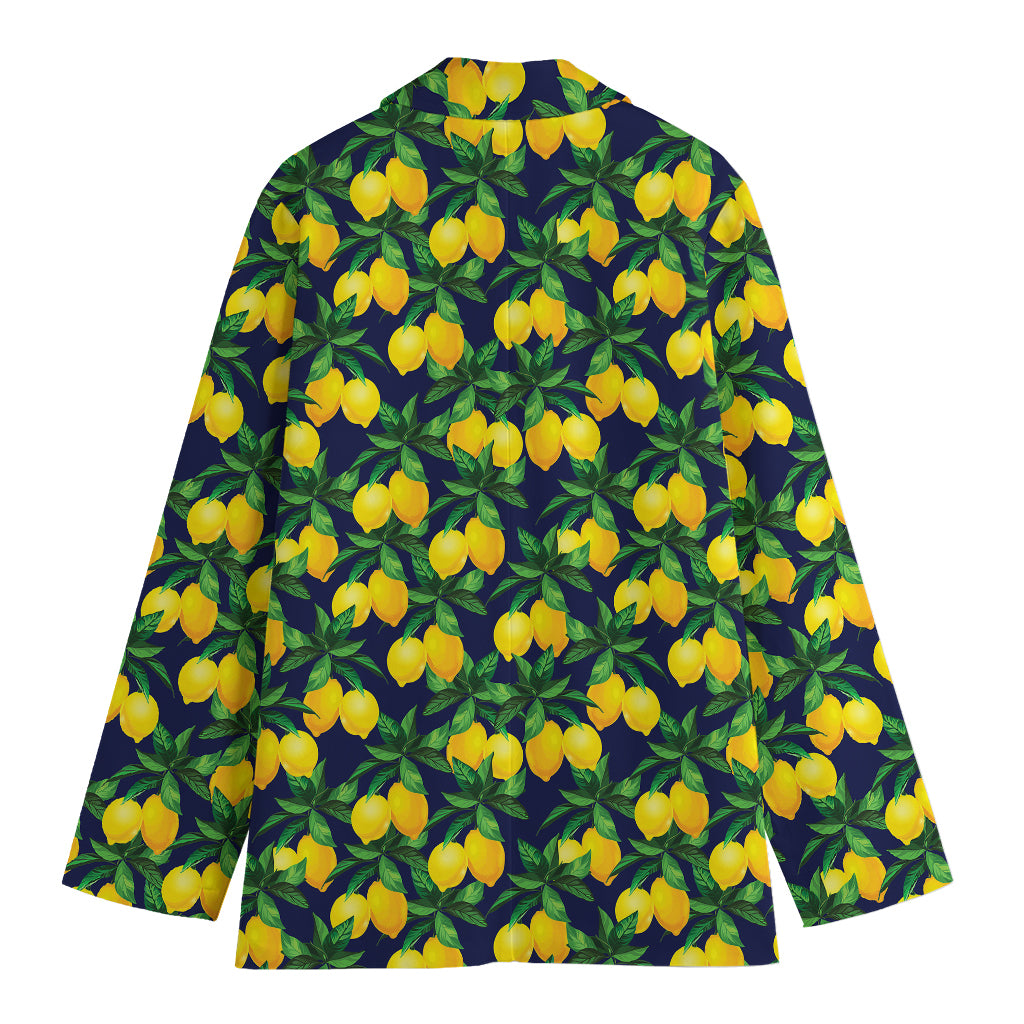Tropical Lemon Pattern Print Women's Cotton Blazer