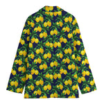 Tropical Lemon Pattern Print Women's Cotton Blazer