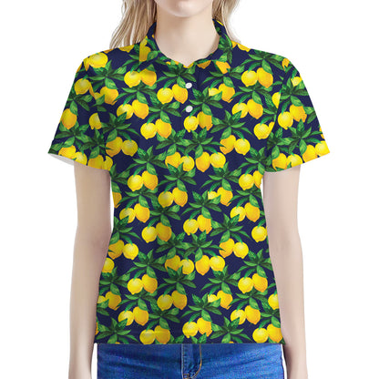 Tropical Lemon Pattern Print Women's Polo Shirt