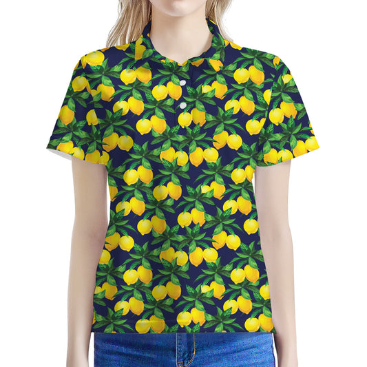 Tropical Lemon Pattern Print Women's Polo Shirt