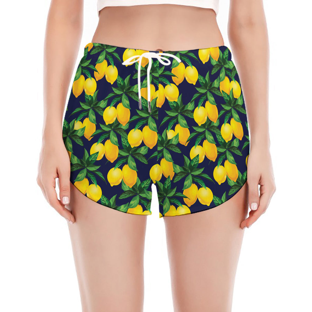 Tropical Lemon Pattern Print Women's Split Running Shorts