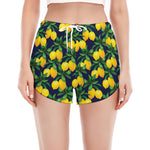 Tropical Lemon Pattern Print Women's Split Running Shorts