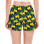 Tropical Lemon Pattern Print Women's Split Running Shorts