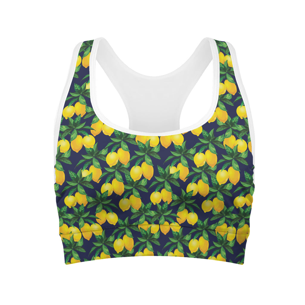 Tropical Lemon Pattern Print Women's Sports Bra