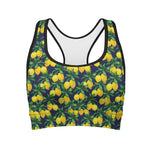 Tropical Lemon Pattern Print Women's Sports Bra