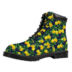 Tropical Lemon Pattern Print Work Boots