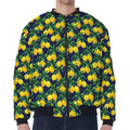 Tropical Lemon Pattern Print Zip Sleeve Bomber Jacket