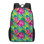 Tropical Lotus Pattern Print 17 Inch Backpack