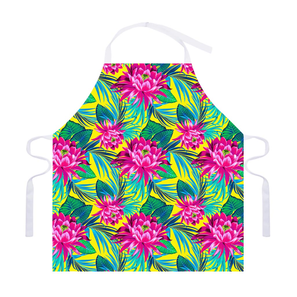Tropical Lotus Pattern Print Adjustable Apron