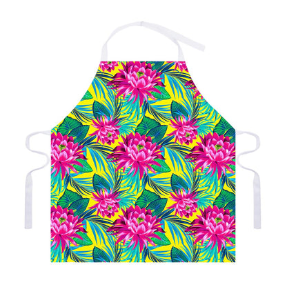 Tropical Lotus Pattern Print Adjustable Apron