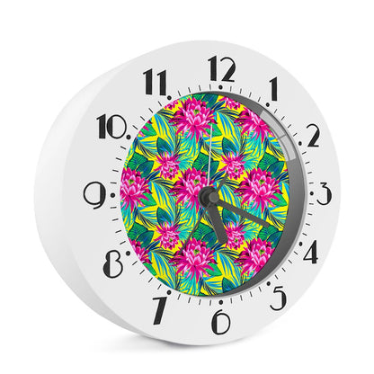 Tropical Lotus Pattern Print Alarm Clock