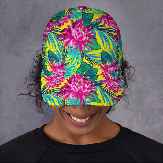 Tropical Lotus Pattern Print Baseball Cap